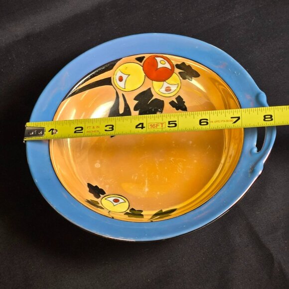 Vintage Meito China Hand Painted Lusterware Bowl Japan Blue Rim Floral 8" - Picture 13 of 14